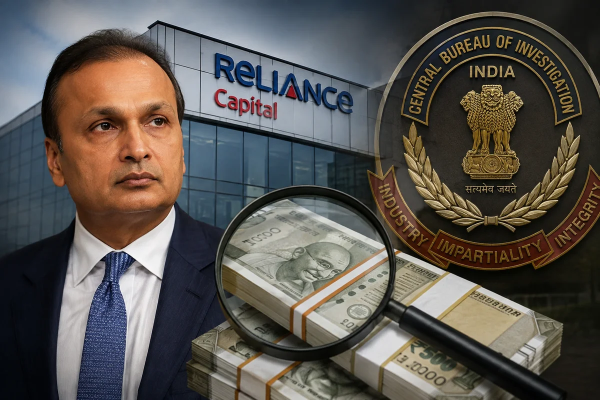 Composite illustration representing the CBI investigation into Reliance Capital and former chairman Anil Ambani over the alleged EPFO loss.